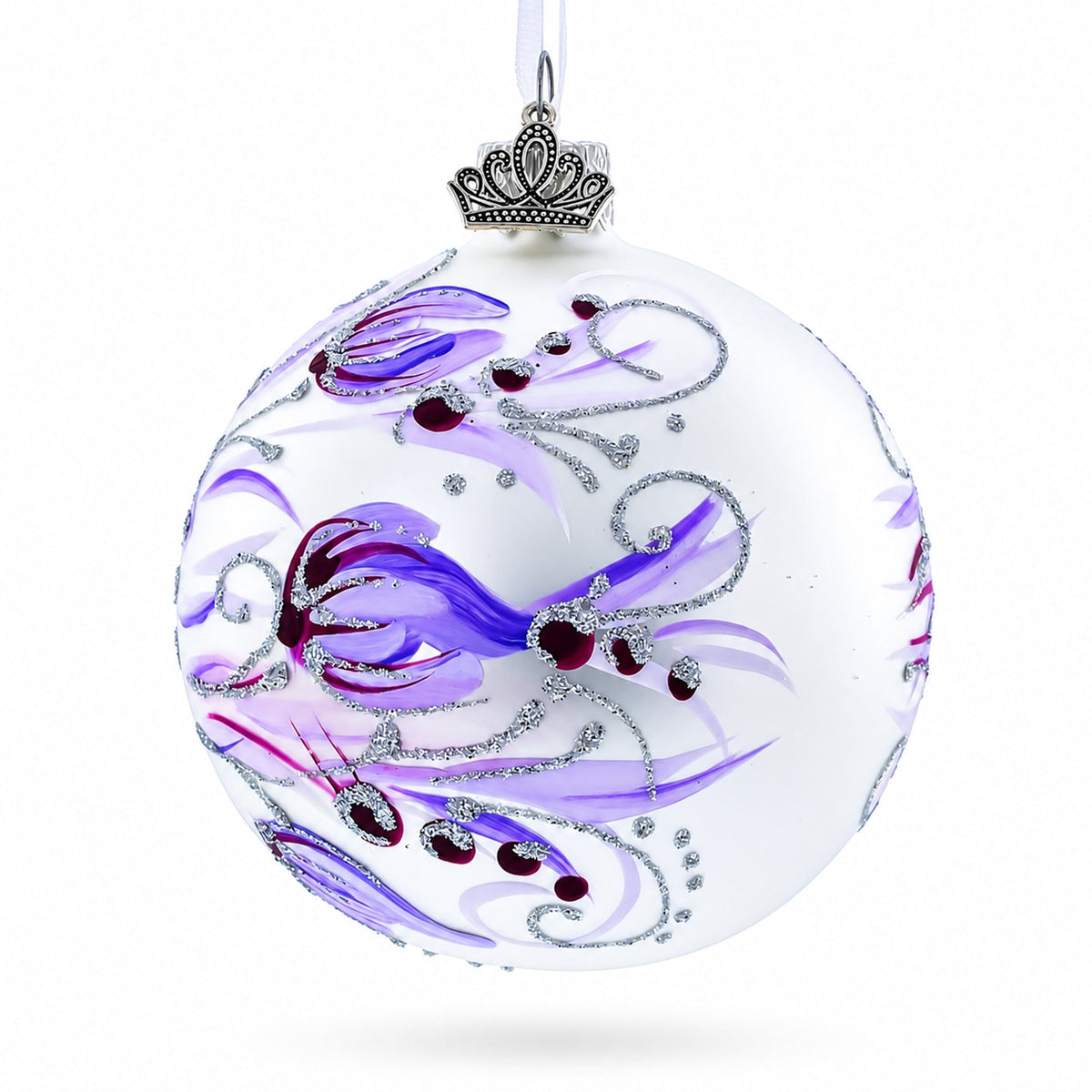 Gerbera Flowers on Purple Glass Ball Christmas Ornament