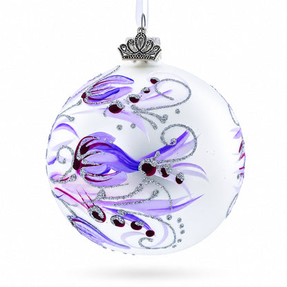 Gerbera Flowers on Purple Glass Ball Christmas Ornament