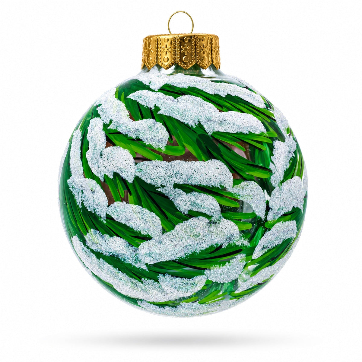 Songbirds in Winter Scene Glass Ball Christmas Ornament 4 Inches