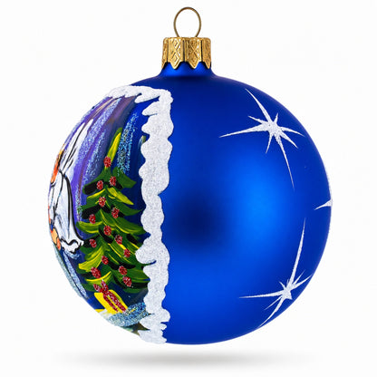 Santa’s Blessing with Angel Glass Ball Ornament 3.25 Inches