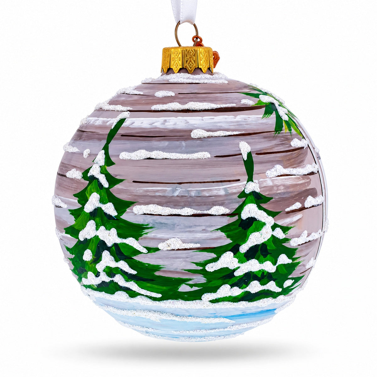 Intriguing Santa Peeking Through House Window Glass Ball Christmas Ornament 4 Inches