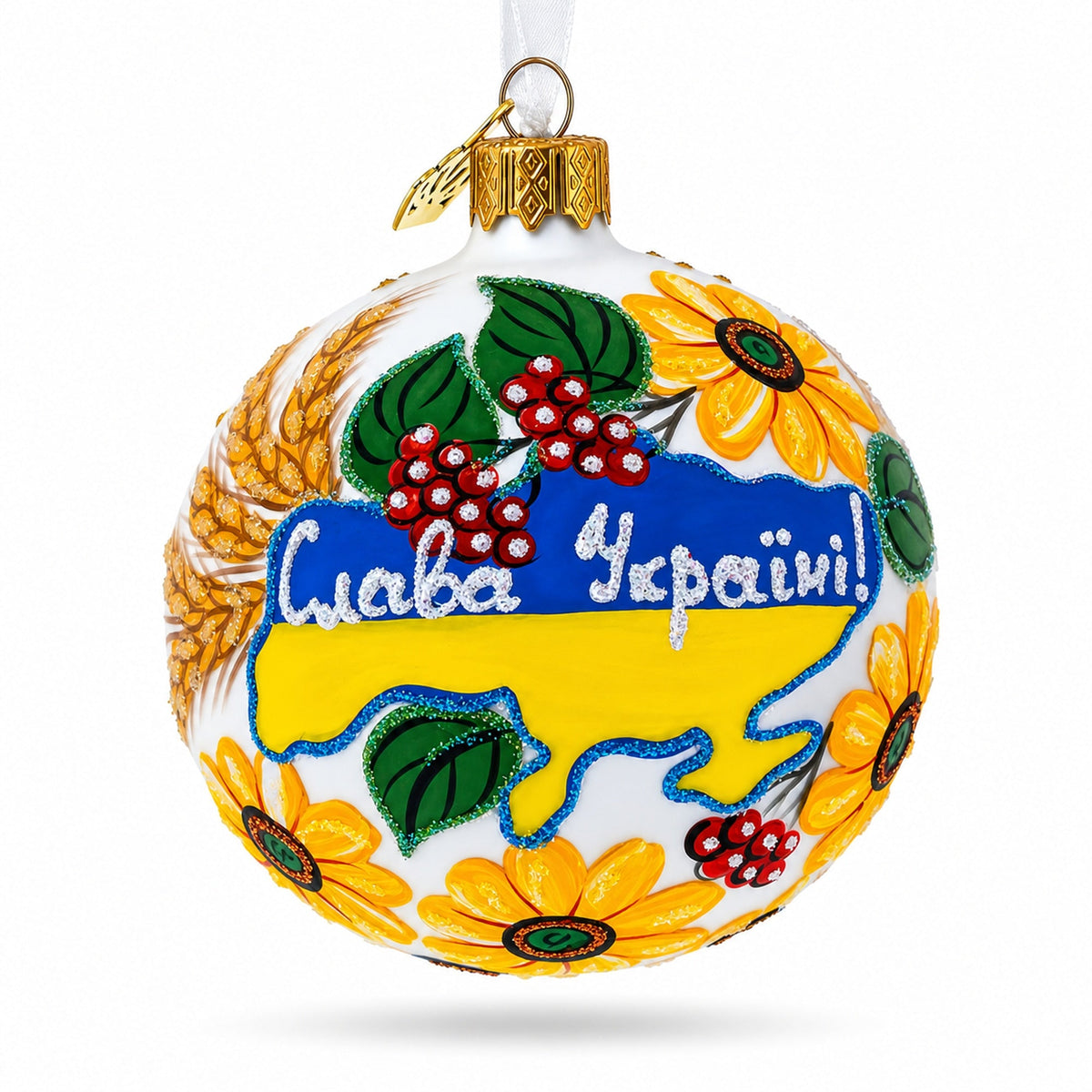 Ukrainian Map Glass Ball Christmas Ornament 3.25 Inches