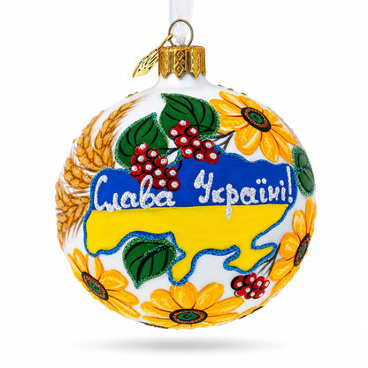 Ukrainian Map Glass Ball Christmas Ornament 3.25 Inches