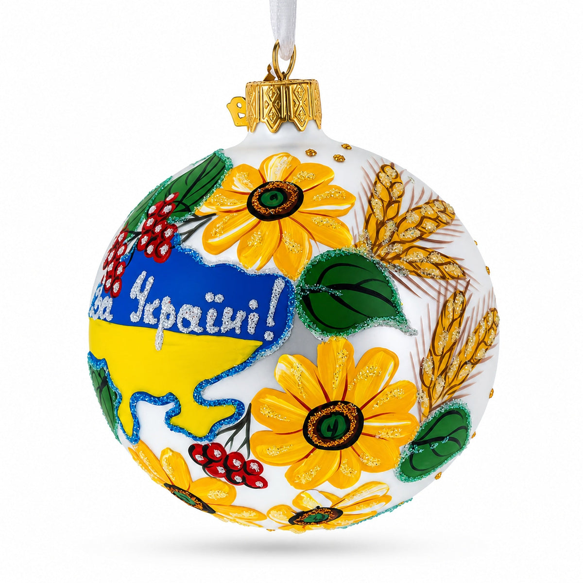 Ukrainian Map Glass Ball Christmas Ornament 3.25 Inches