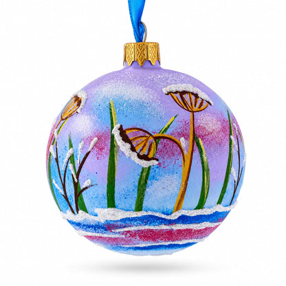 Charming Bunny Rabbit and Bird Whimsical Glass Ball Christmas Ornament  3.25 Inches