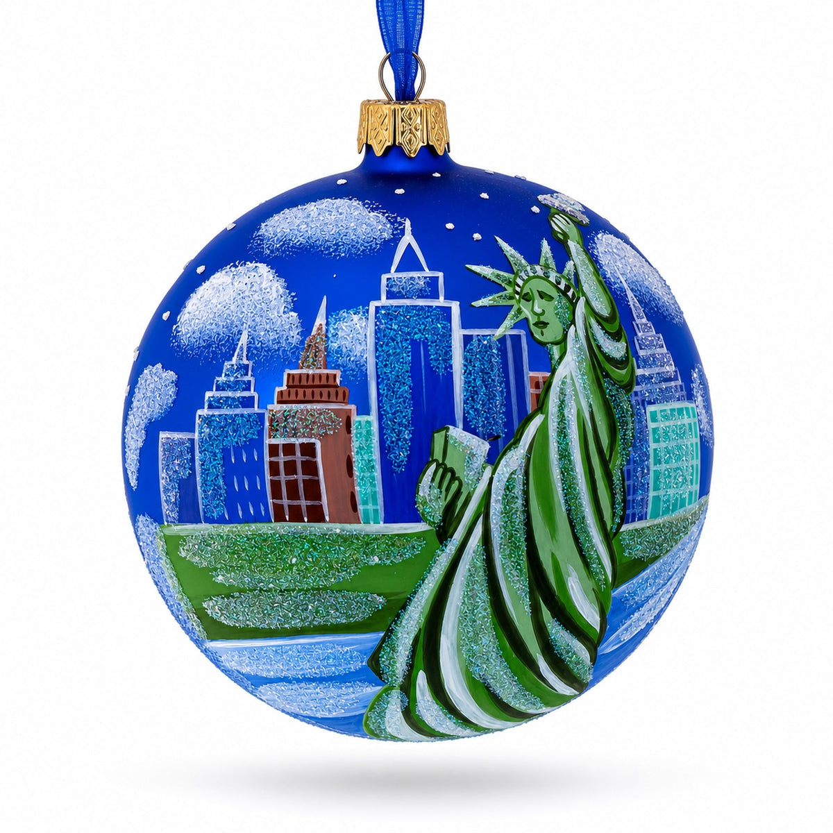 Statue of Liberty, New York Glass Ball Christmas Ornament 4 Inches