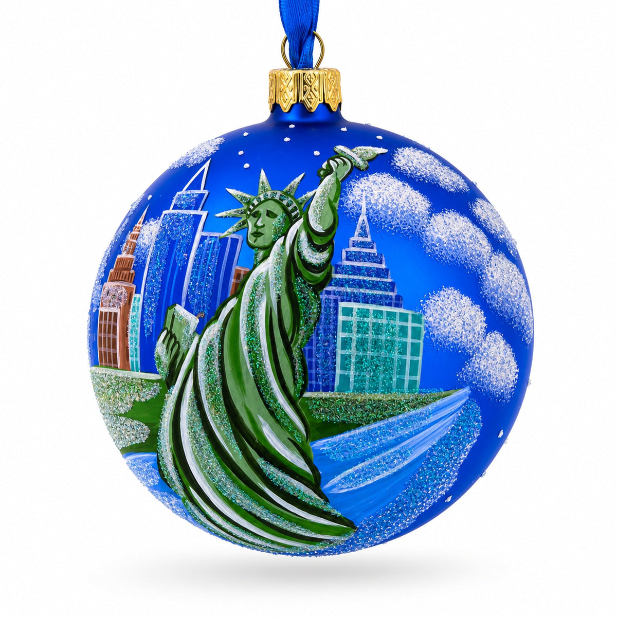 Statue of Liberty, New York Glass Ball Christmas Ornament 4 Inches