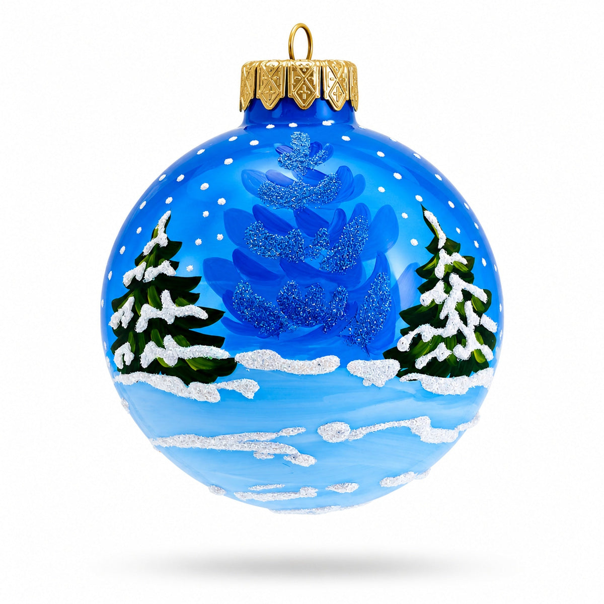 Santa With Gift List And Bunny Glass Ball Christmas Ornament 3.25 Inches