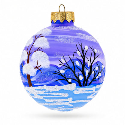 Santa and Polar Bear Festive Glass Ball Christmas Ornament 3.25 Inches