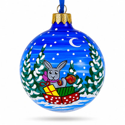 Santa in the Woods Glass Ball Christmas Ornament 3.25 Inches