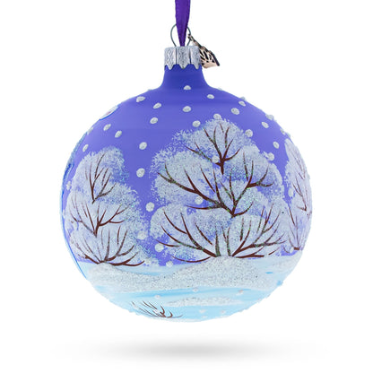 Three Polar Bears Glass Ball Christmas Ornament 4 Inches