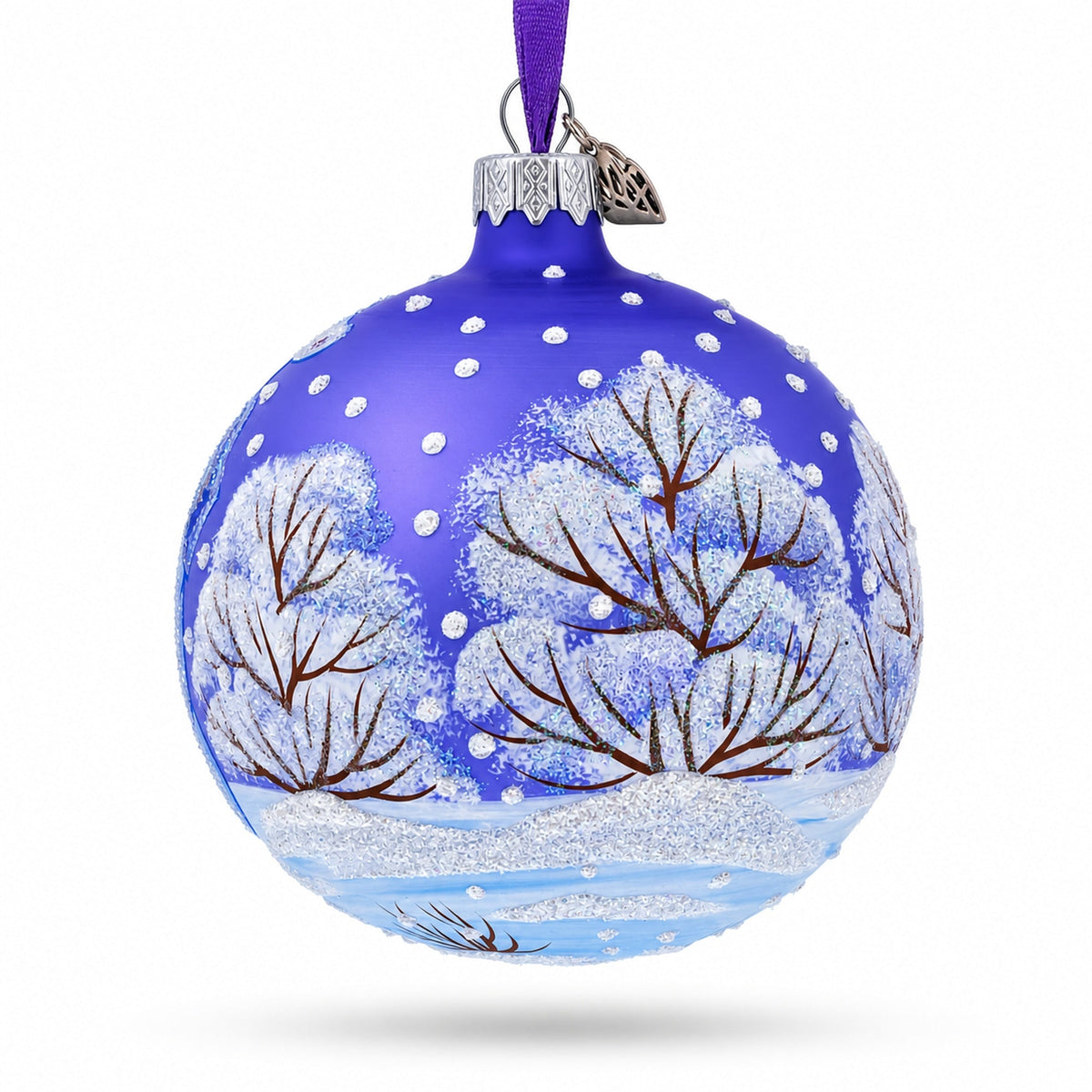 Three Polar Bears Glass Ball Christmas Ornament 4 Inches