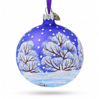 Three Polar Bears Glass Ball Christmas Ornament 4 Inches