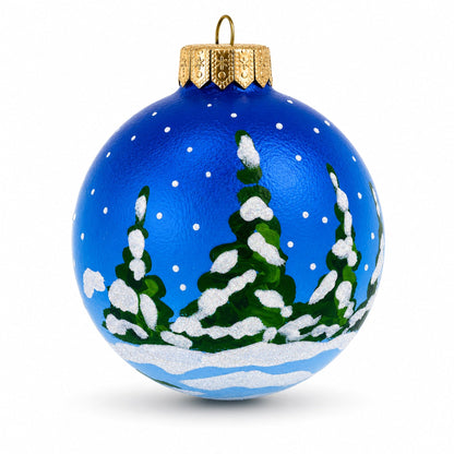 Santa and Reindeer Festive Glass Ball Christmas Ornament 4 Inches