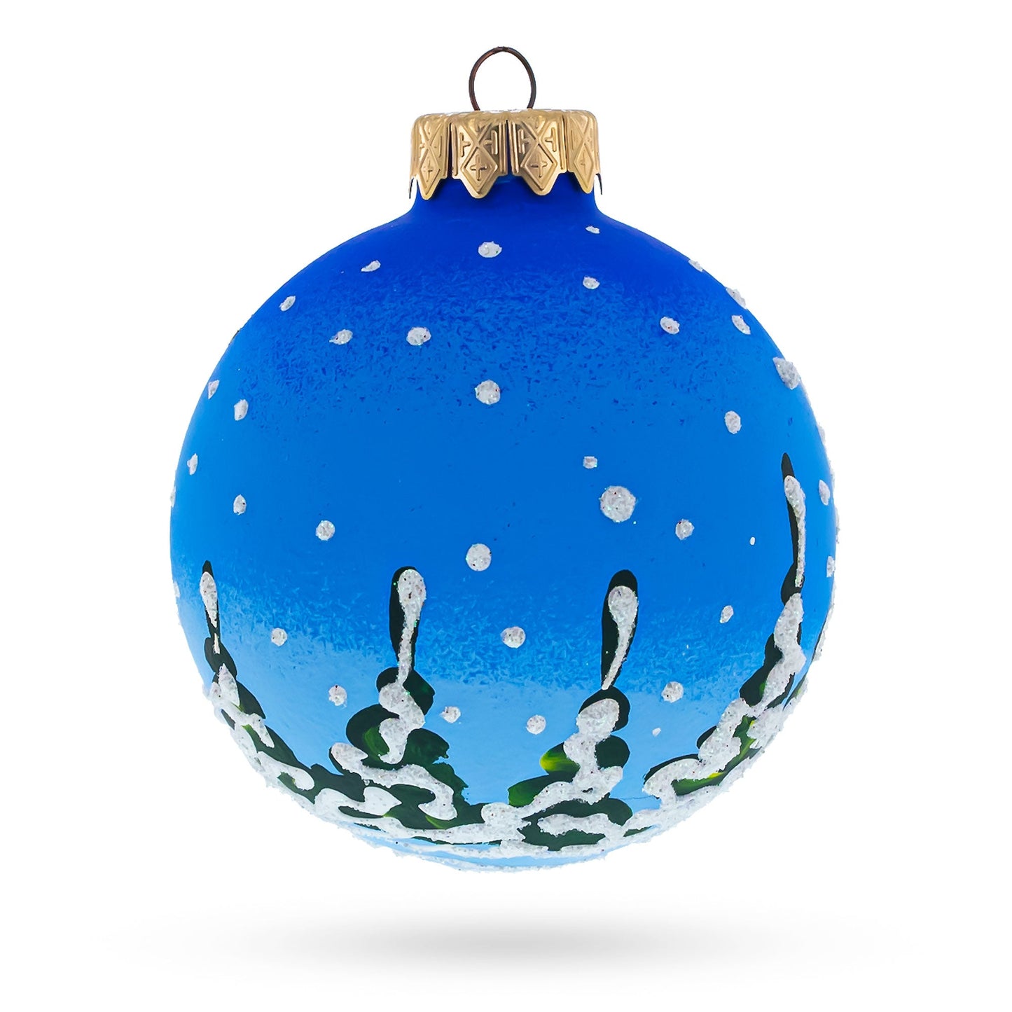 Santa and Reindeer Festive Glass Ball Christmas Ornament 3.25 Inches