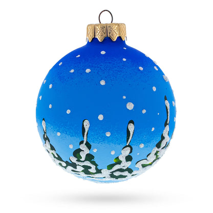 Santa and Reindeer Festive Glass Ball Christmas Ornament 3.25 Inches