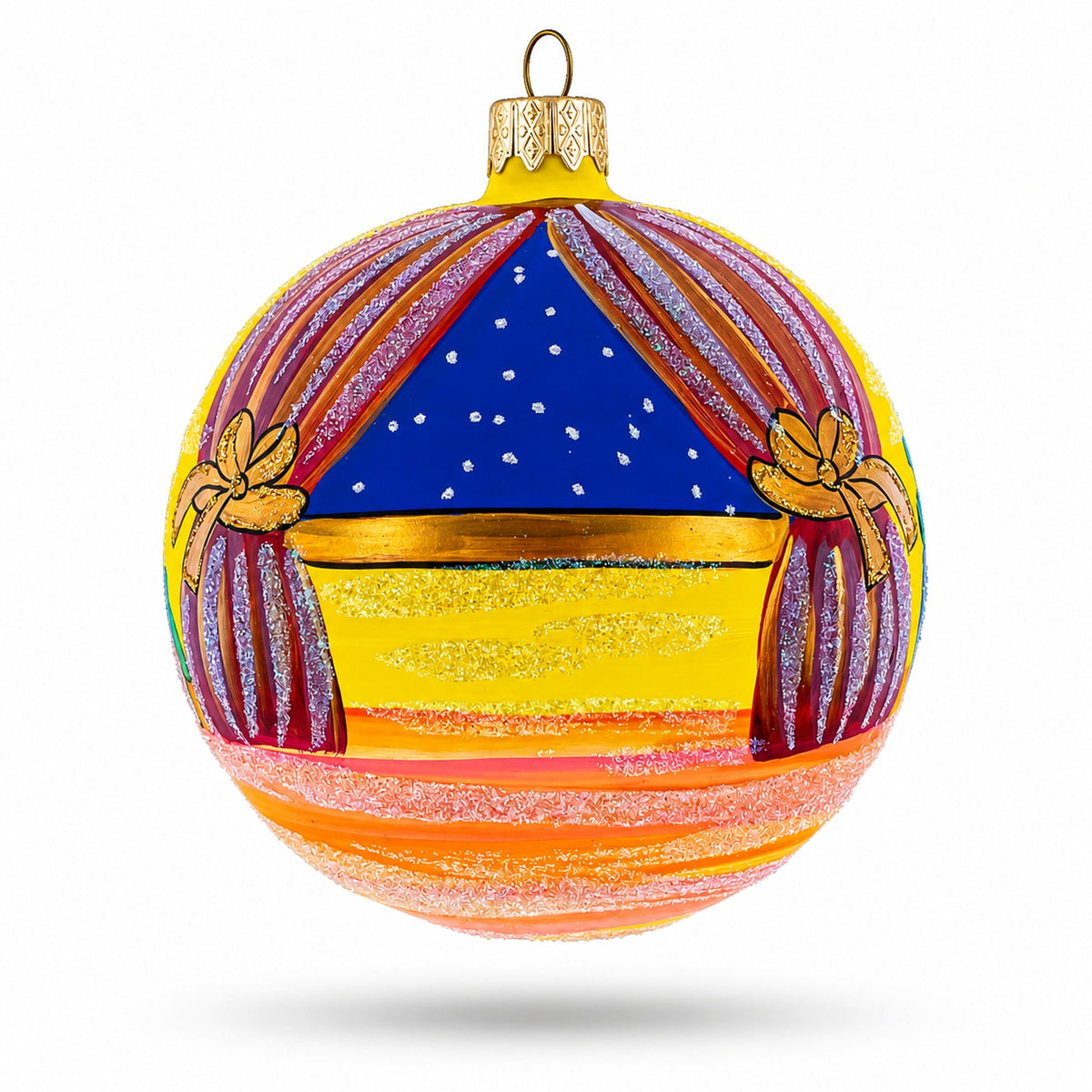 Nutcracker and Clara Glass Ball Christmas Ornament 4 Inches