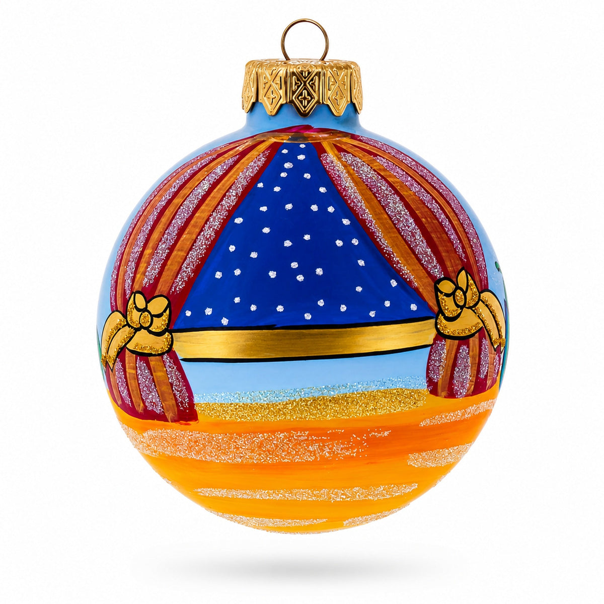 Nutcracker and Clara Glass Ball Christmas Ornament  3.25 Inches