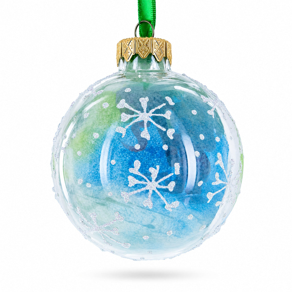 Girl with Candy Cane Glass Ball Christmas Ornament  3.25 Inches