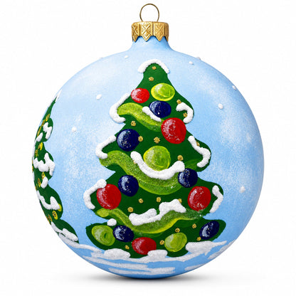 Bear Mailing Christmas Wish List Glass Ball Christmas Ornament 4 Inches