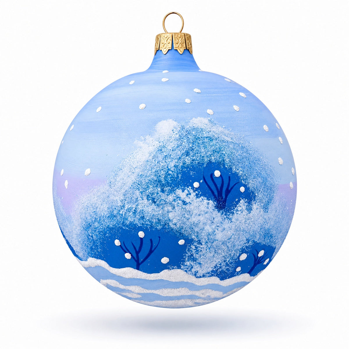 Dog Delivering Christmas Gifts on Sleigh Glass Ball Christmas Ornament 3.25 Inches
