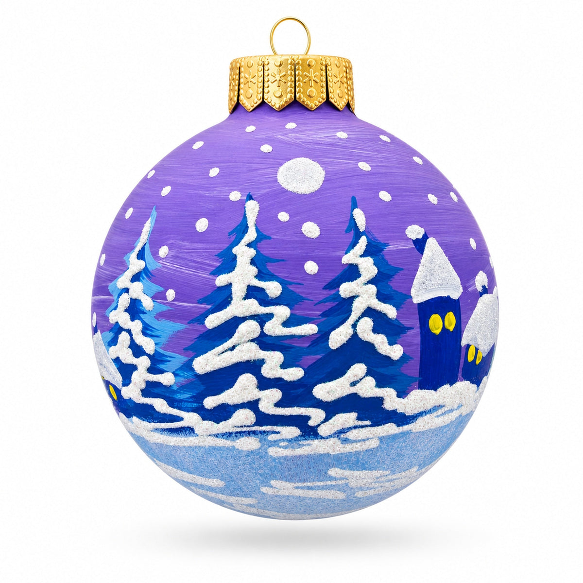 Santa, Reindeer, and Snowman Friends Glass Ball Christmas Ornament 3.25 Inches