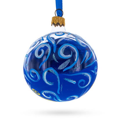 Jolly Santa Riding Sleigh with Reindeer Glass Ball Christmas Ornament 3.25 Inches