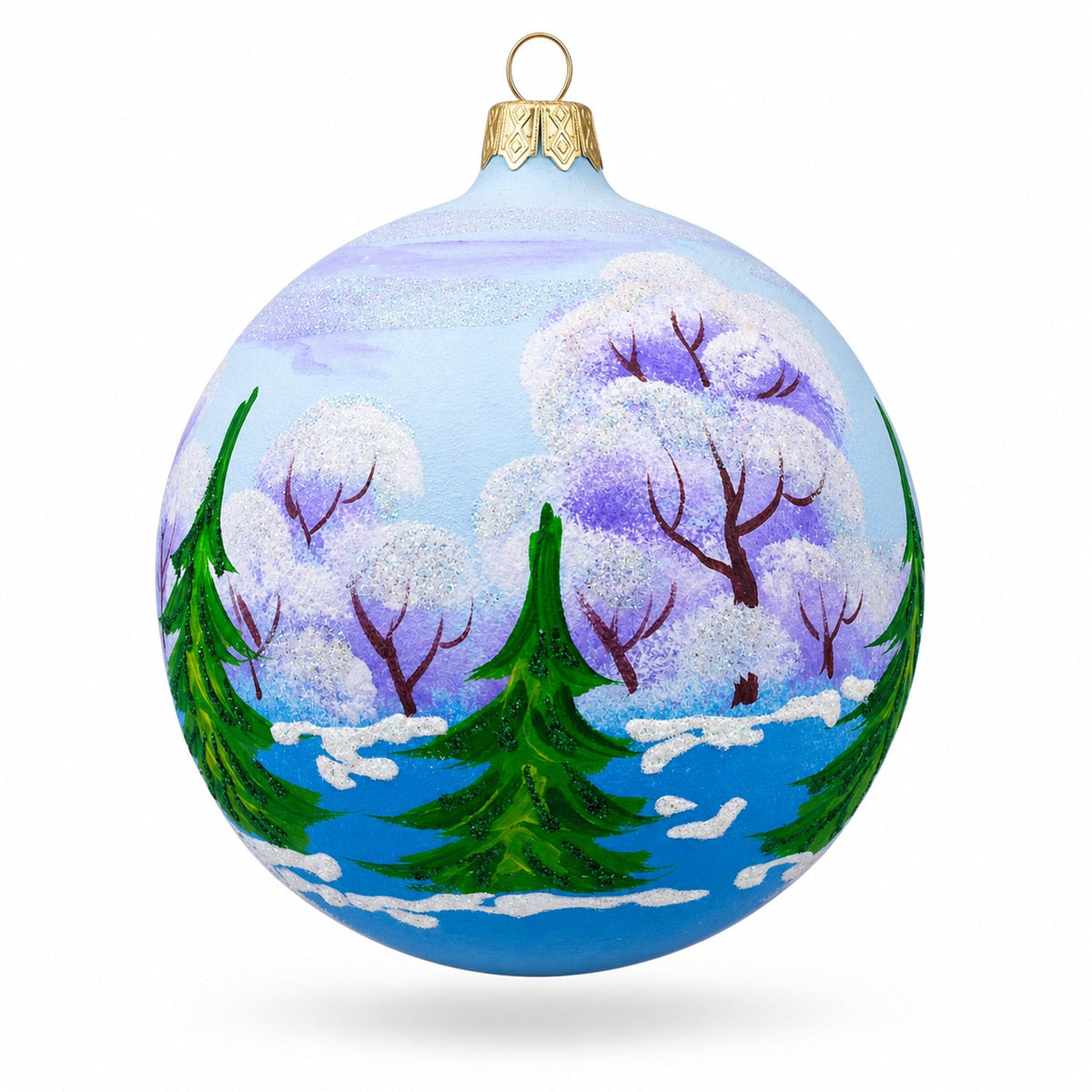 Reindeer Carrying Bag of Gifts Glass Ball Christmas Ornament 3.25 Inches