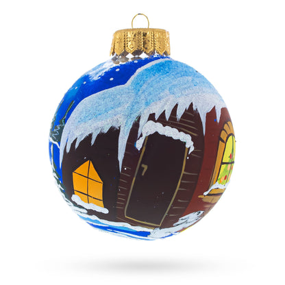 Santa's Enchanting Christmas Night Glass Ball Christmas Ornament 4 Inches