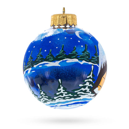 Santa's Enchanting Christmas Night Glass Ball Christmas Ornament 4 Inches