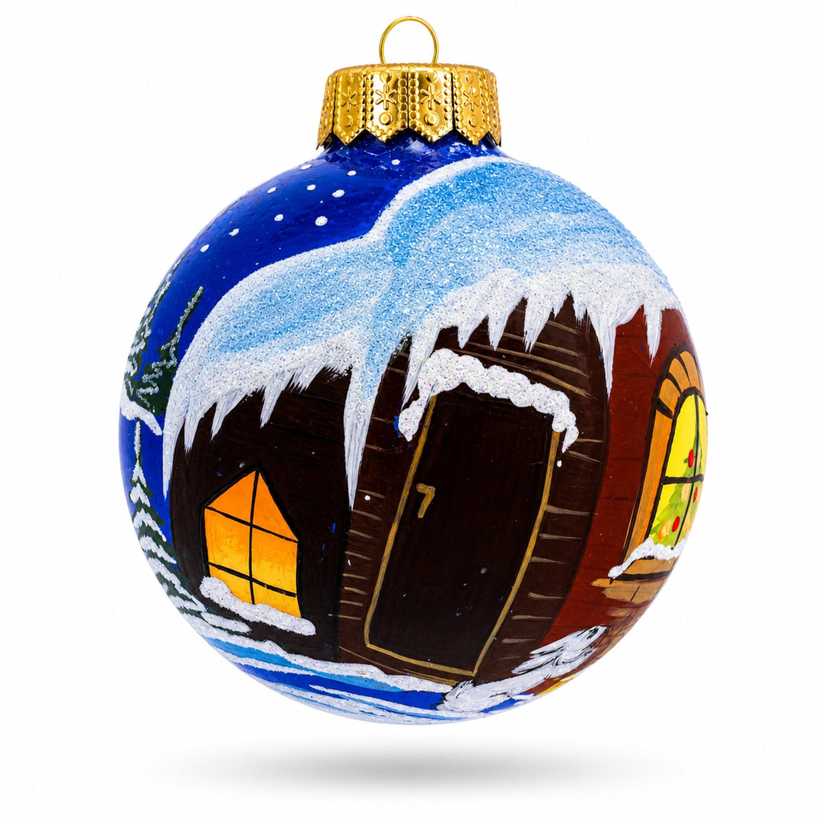 Santa's Enchanting Christmas Night Glass Ball Christmas Ornament 4 Inches