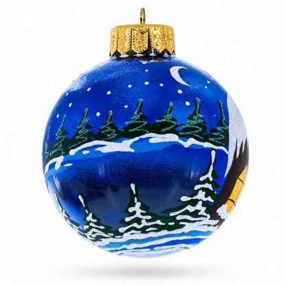 Santa's Enchanting Christmas Night Glass Ball Christmas Ornament 3.25 Inches