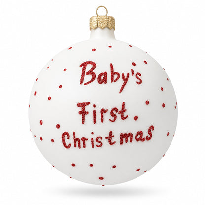Girl Opening Gift Glass Ball Baby's First Christmas Ornament 4 Inches