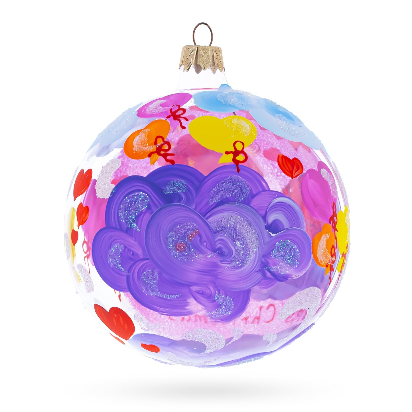 Girl Slumbering on Fluffy Clouds Baby's First Glass Ball Christmas Ornament 4 Inches