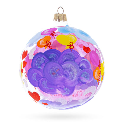 Girl Slumbering on Fluffy Clouds Baby's First Glass Ball Christmas Ornament 4 Inches