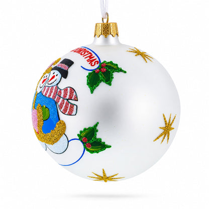 Snowman Duo Glass Ball 'Our First Christmas' Ornament 4 Inches