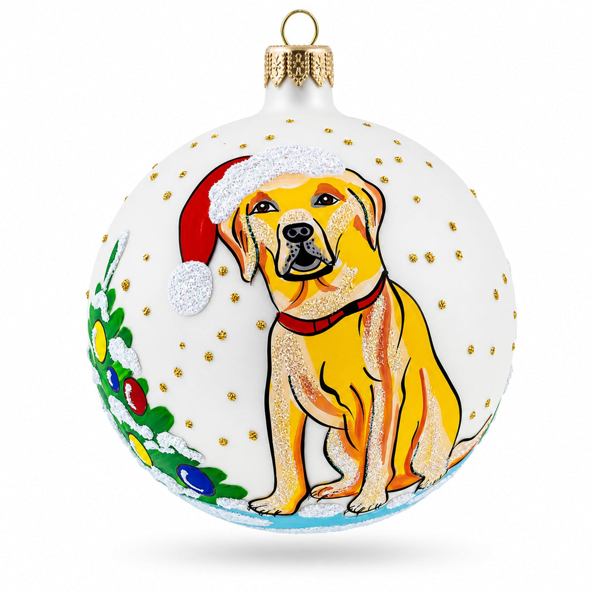 Yellow Labrador Retriever in Glass Ball Christmas Ornament 4 Inches