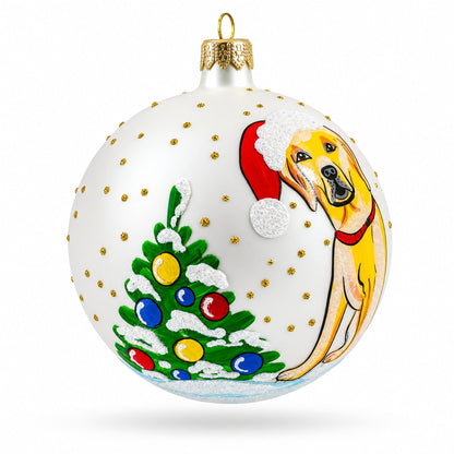 Yellow Labrador Retriever in Glass Ball Christmas Ornament 4 Inches