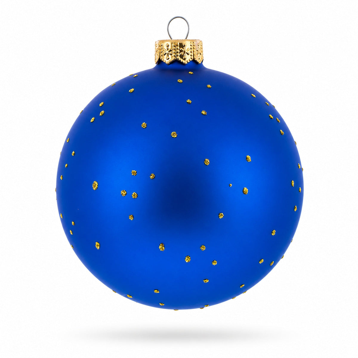 Navy Sailor Boy Holding American Flag Blue Ball Glass Christmas Ornament 4 Inches