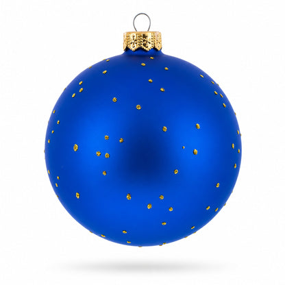 Navy Sailor Boy Holding American Flag Blue Ball Glass Christmas Ornament 4 Inches