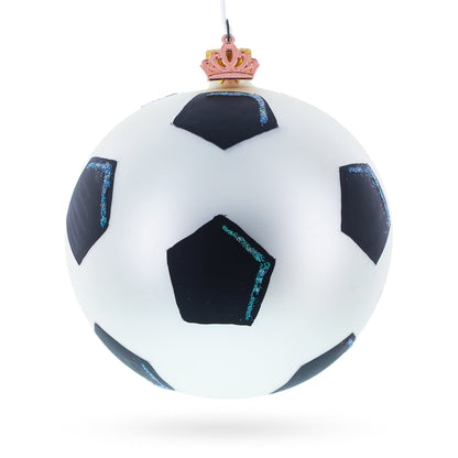 Soccer Player in Action Glass Ball Christmas Sports Ornament 4 Inches