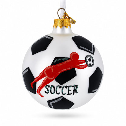 Soccer Player in Action Glass Ball Christmas Sports Ornament 3.25 Inches