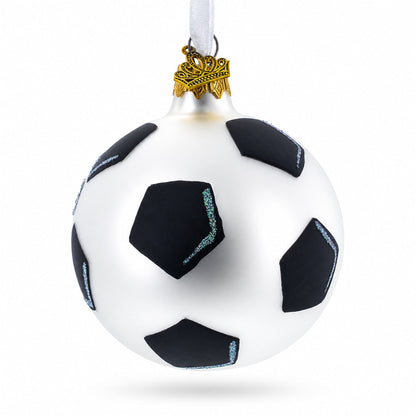 Soccer Player in Action Glass Ball Christmas Sports Ornament 3.25 Inches