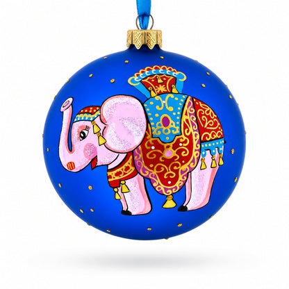 Circus Elephant Performer on Dazzling Glass Ball Christmas Ornament 4 Inches