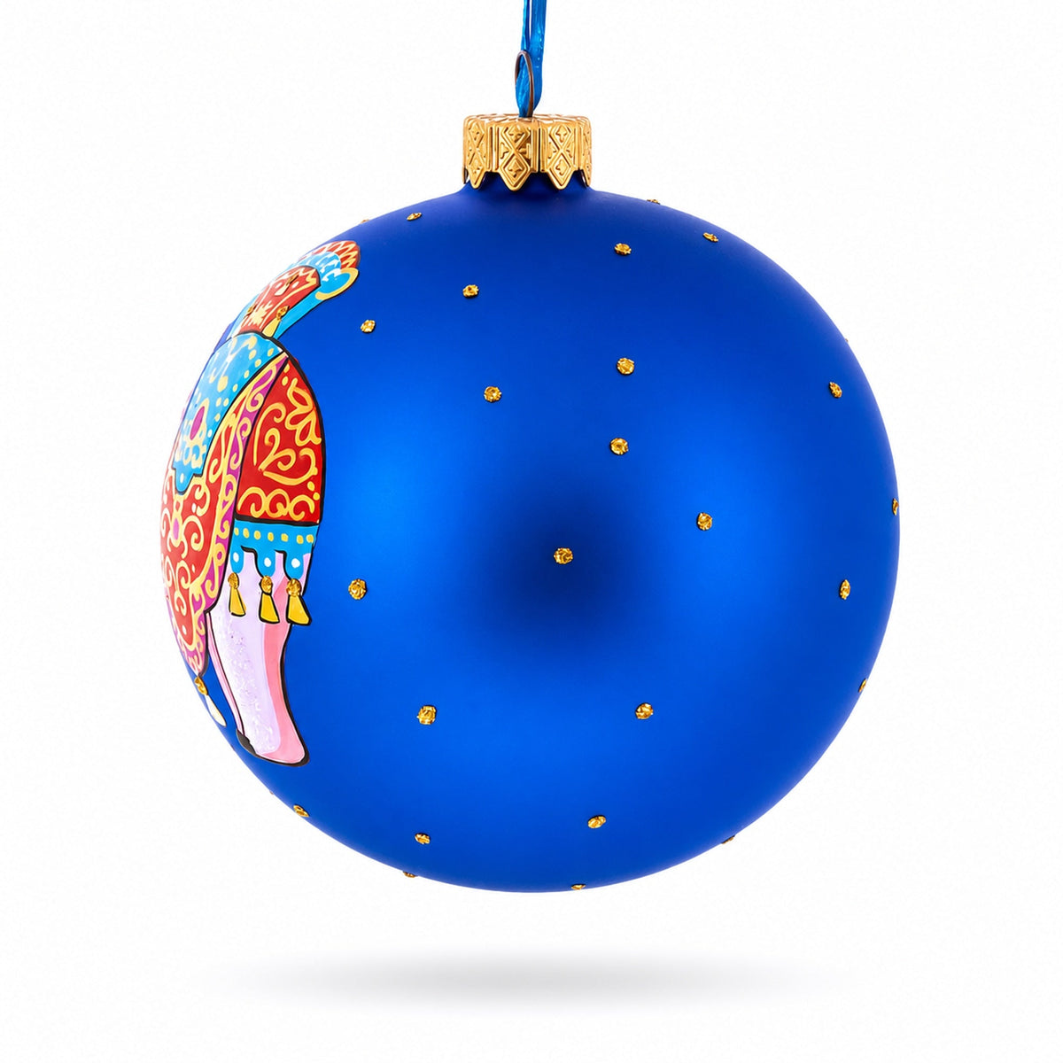 Circus Elephant Performer on Dazzling Glass Ball Christmas Ornament 4 Inches