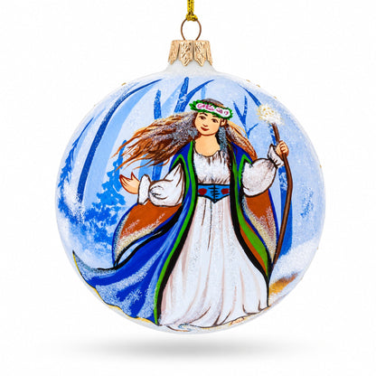 Delicate Fairy on Sparkling Glass Ball Christmas Ornament 4 Inches