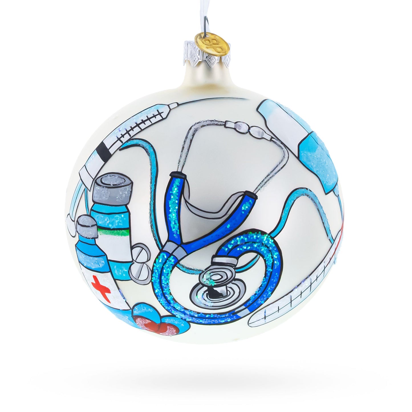 Compassionate Nurse or Doctor on Glass Ball Christmas Ornament 4 Inches