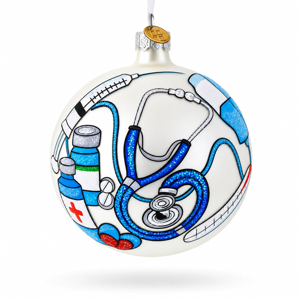 Compassionate Nurse or Doctor on Glass Ball Christmas Ornament 4 Inches