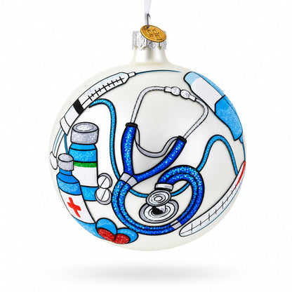 Compassionate Nurse or Doctor on Glass Ball Christmas Ornament 4 Inches
