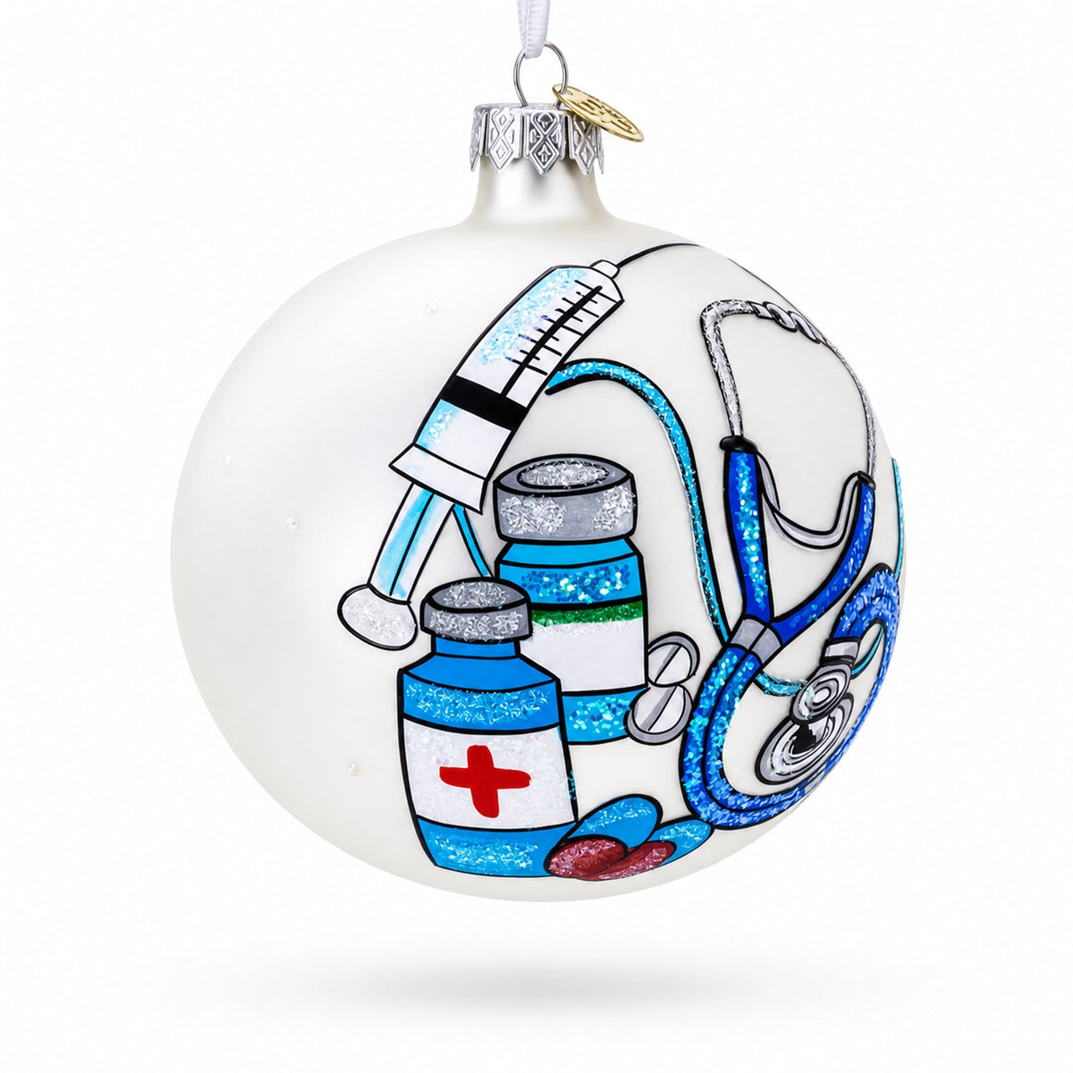 Compassionate Nurse or Doctor on Glass Ball Christmas Ornament 4 Inches